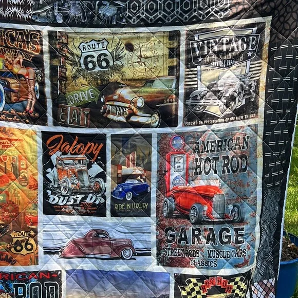 Route 66 Hot Rod Pinup Duvet Cover Throw Twin 56x67 - Picture 3 of 7